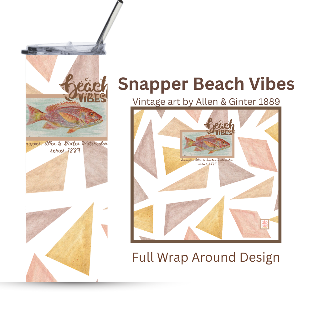 Beach Vibes | 20oz. Motivational Tumbler |Allen & Ginter 1889 Vintage Art | Red Snapper
