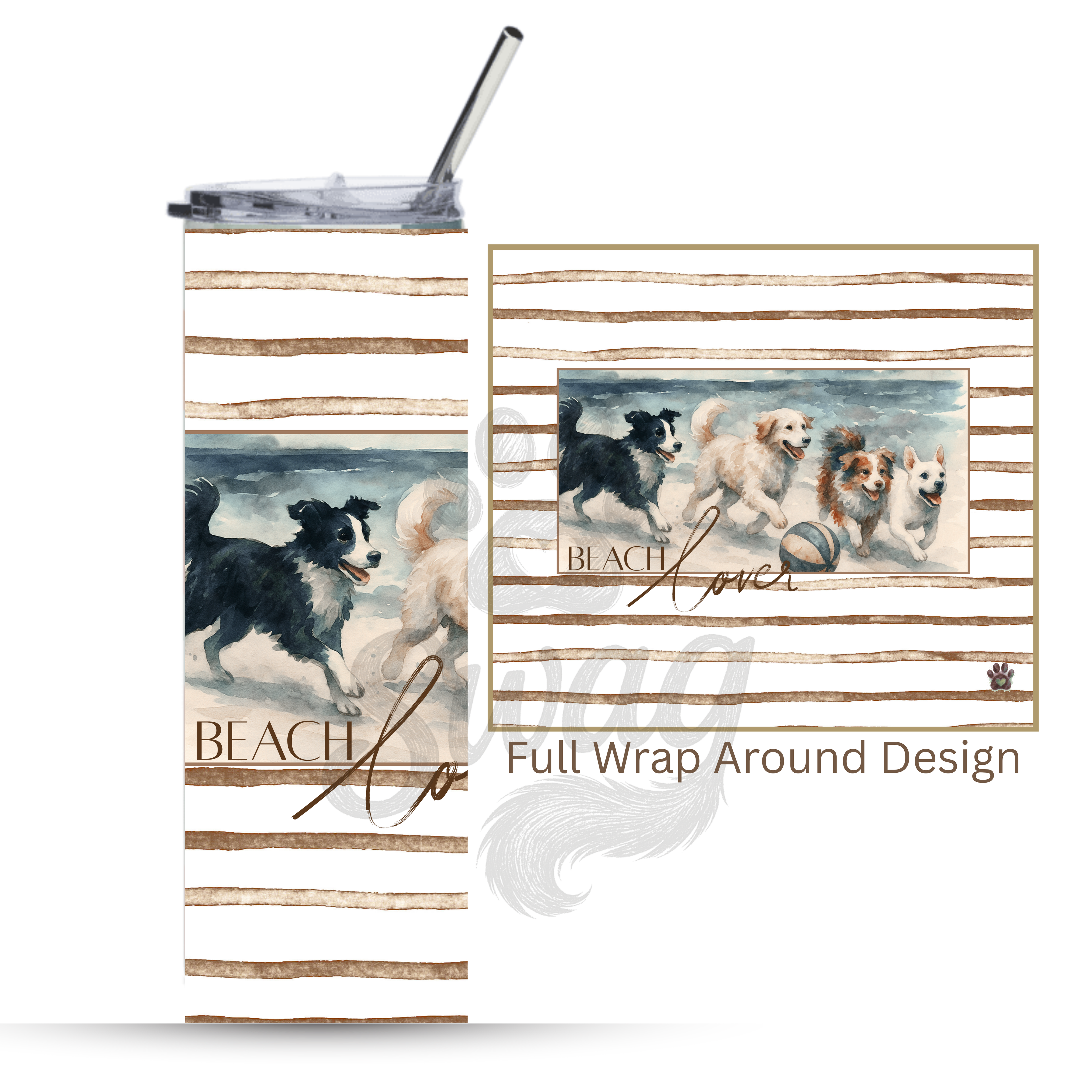 Beach Dog Lover 20 oz Tumbler- Gifts for a dog lover- hot and cold
