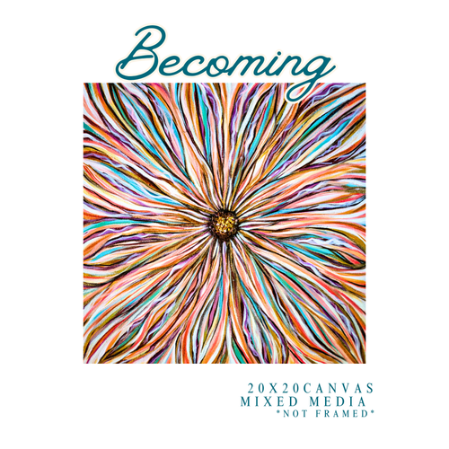 BECOMING | Original 20x20 Mixed media Mandala Floral Painting | Flower Power Art