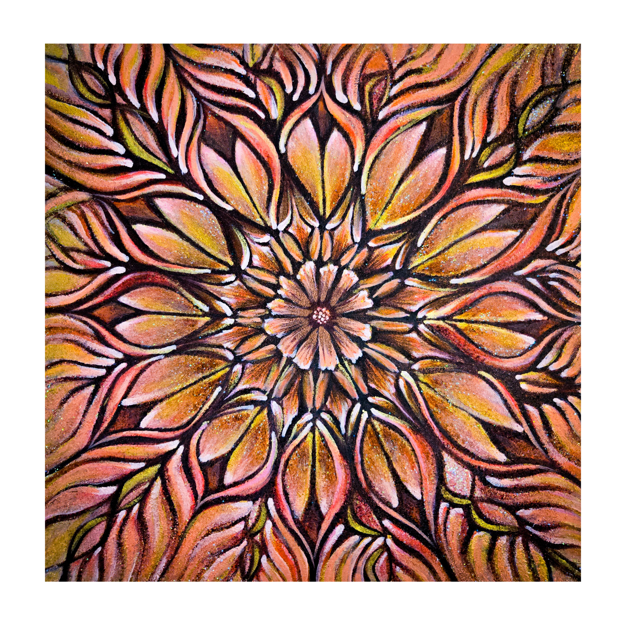 Garden Of Potential | Original 20x20 Mixed media Mandala Floral Painting | Flower Power Art