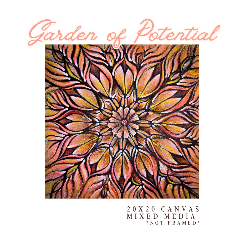 Garden Of Potential | Original 20x20 Mixed media Mandala Floral Painting | Flower Power Art