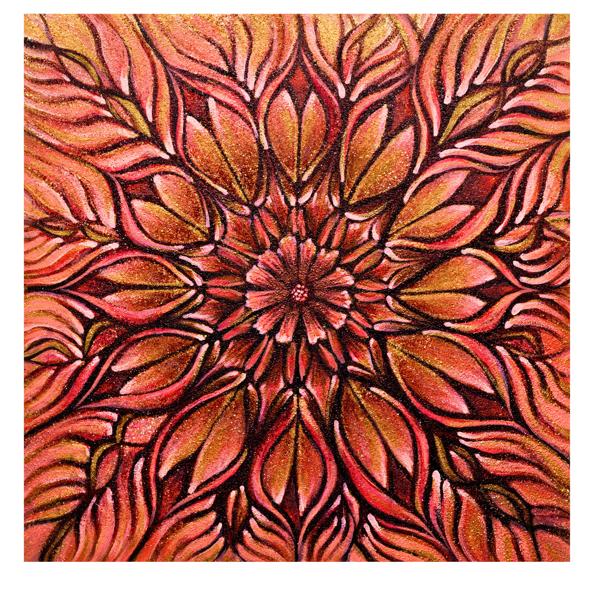 Garden of Potential | Flower Mandala | Renewal and personal transformation painting | Metallic Print