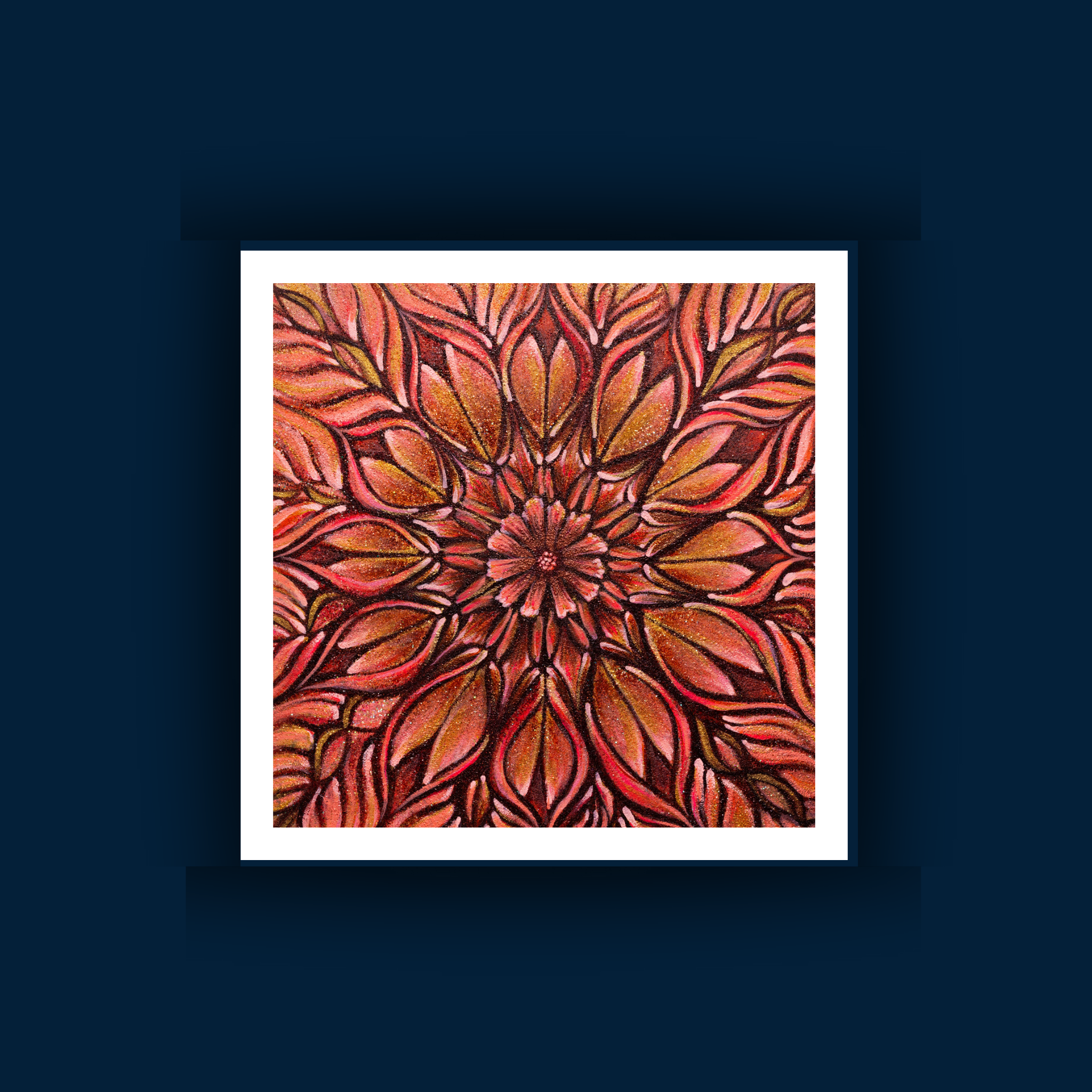 Garden of Potential | Flower Mandala | Renewal and personal transformation painting | Metallic Print