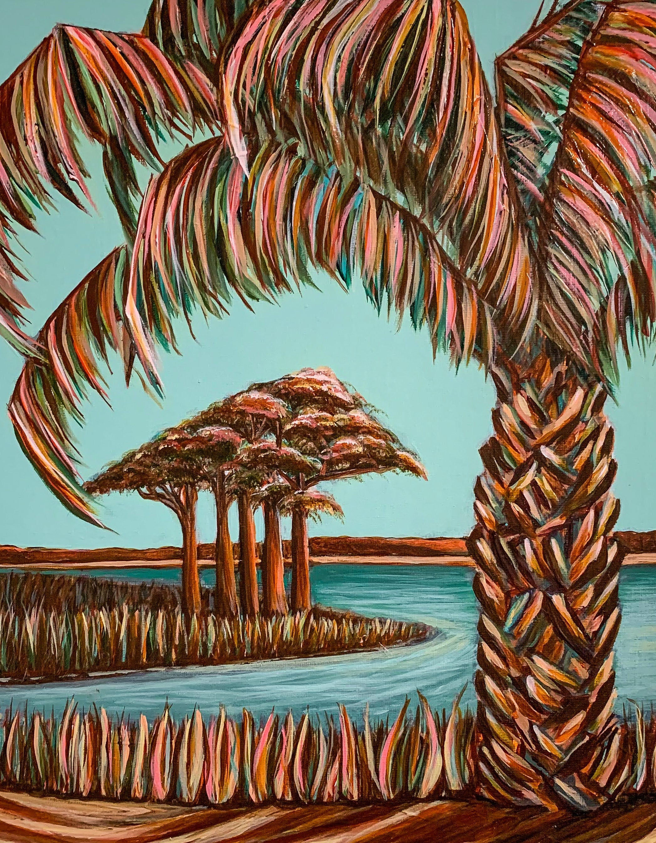 Windows | Western Lake Painting| The Grayton Beach Treeline  Art | Grayton Beach State Park  |30A Landscape Art