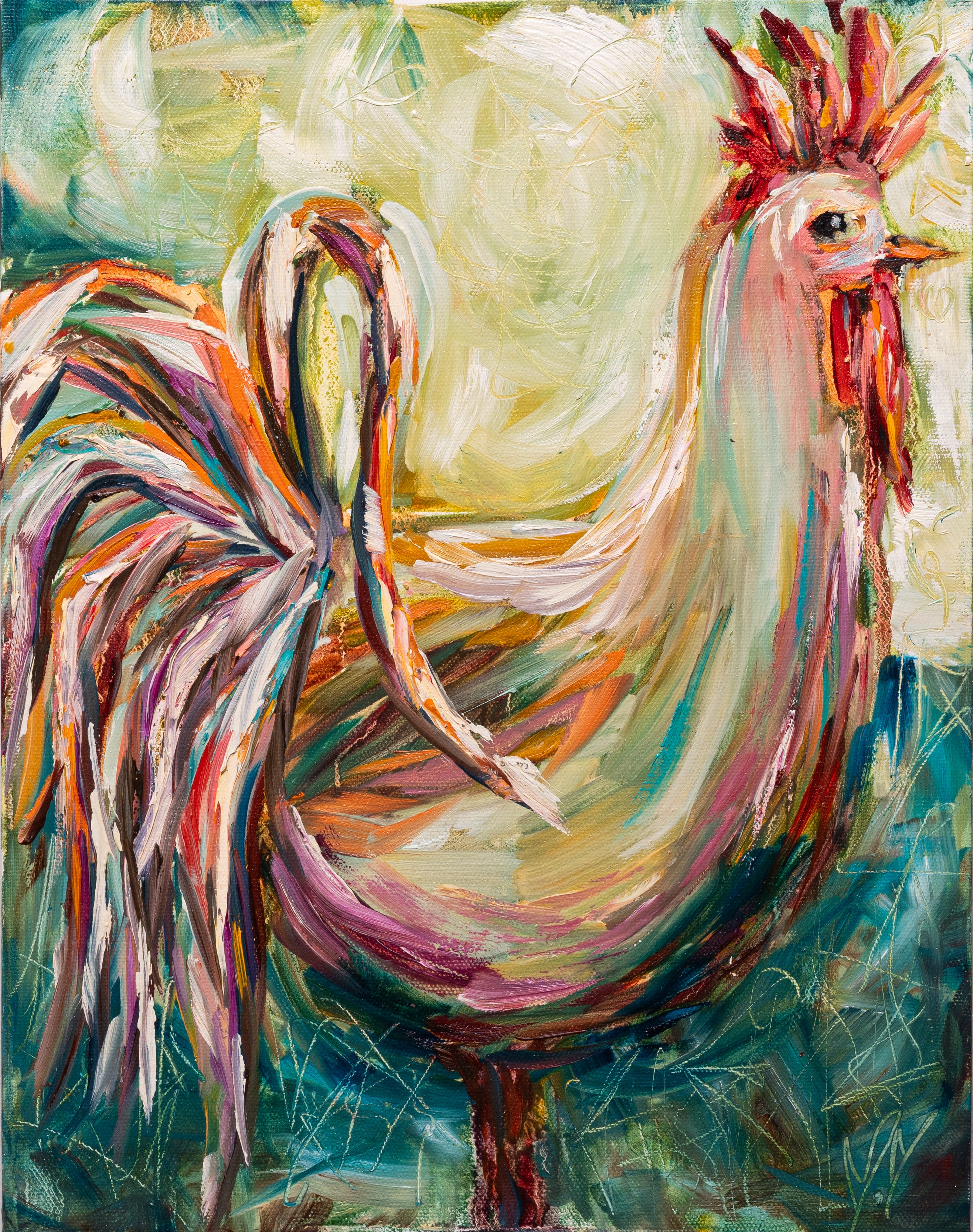 Roost | Farmhouse Art | Rooster Painting | Country Art