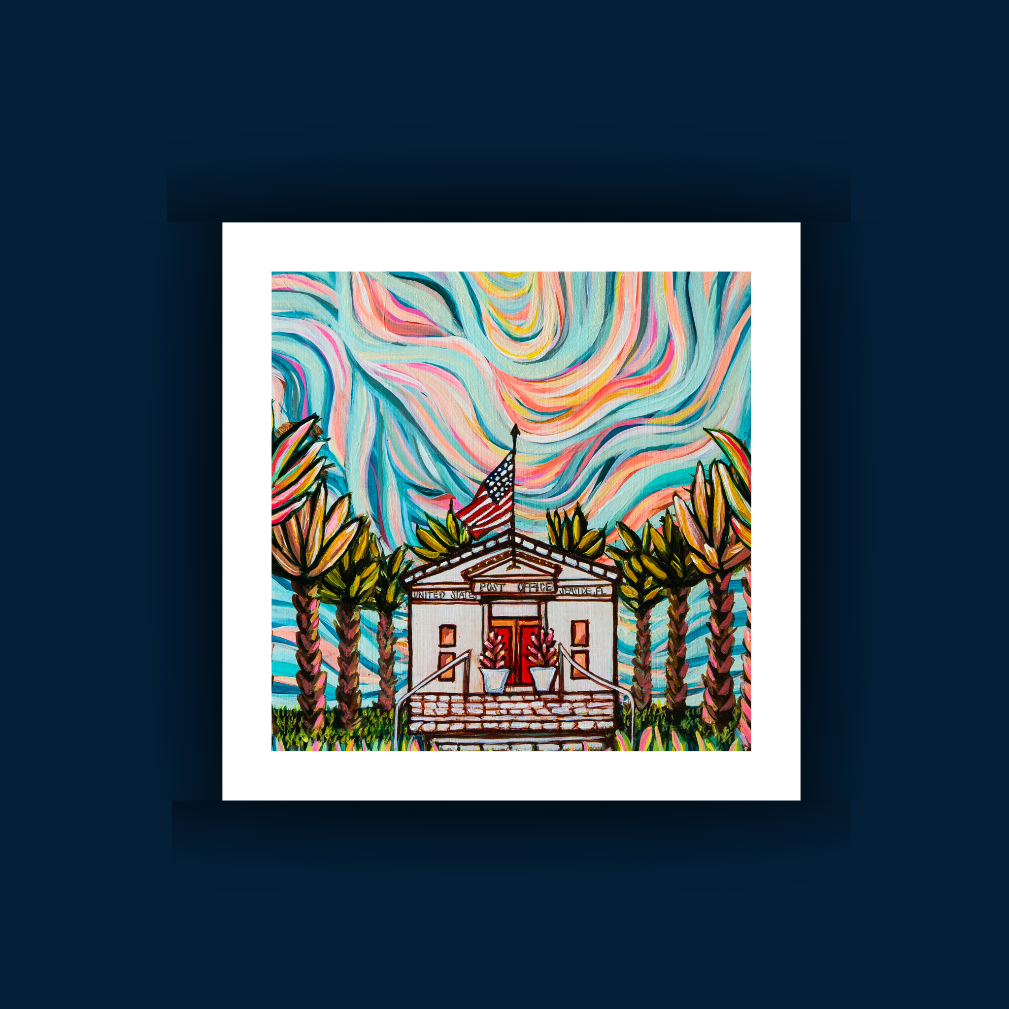 Seaside Post Office Painting | Iconic 30A Architecture Art Print |Beach Post Office | Florida Beach Art