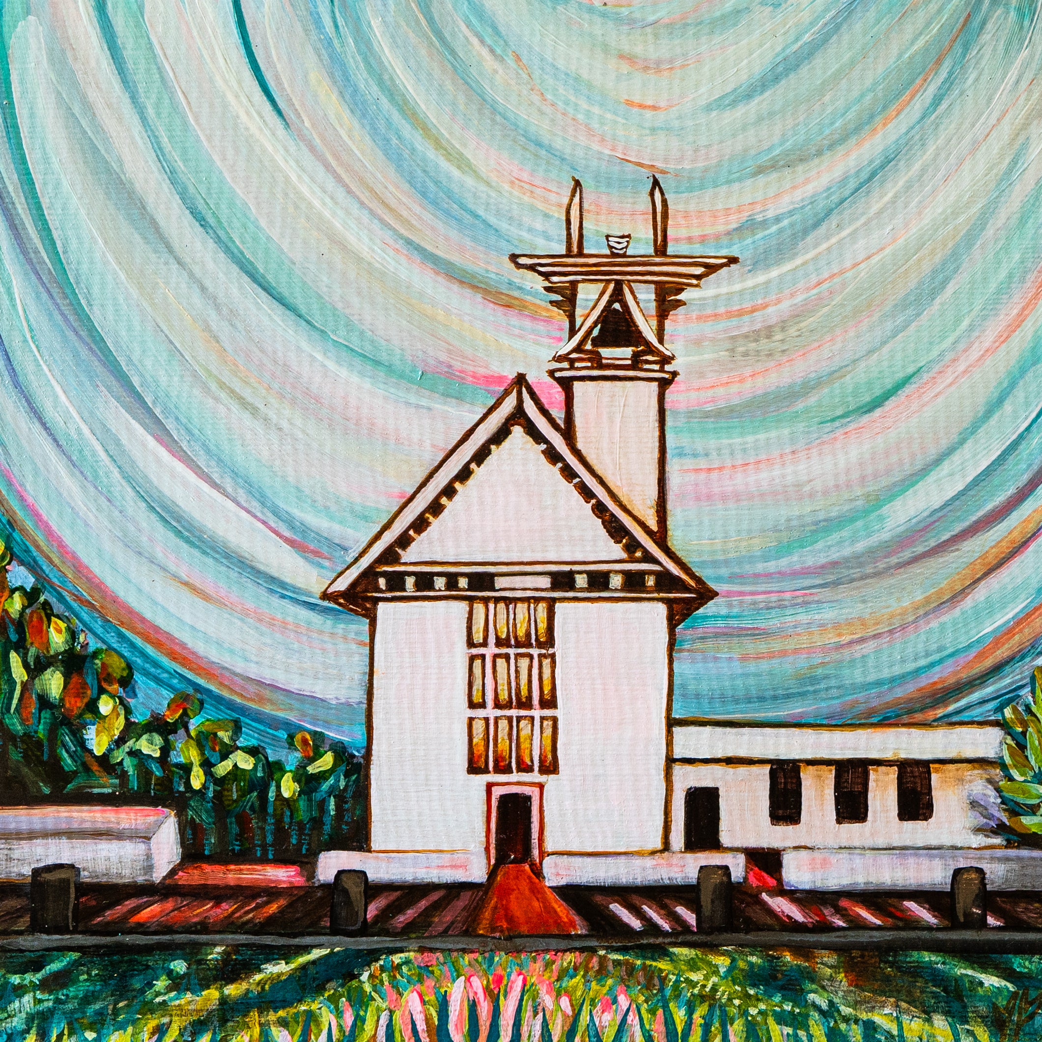 Seaside Chapel| Iconic 30A Architecture Art Print |Beach Chapel Painting |Destination Wedding Painting