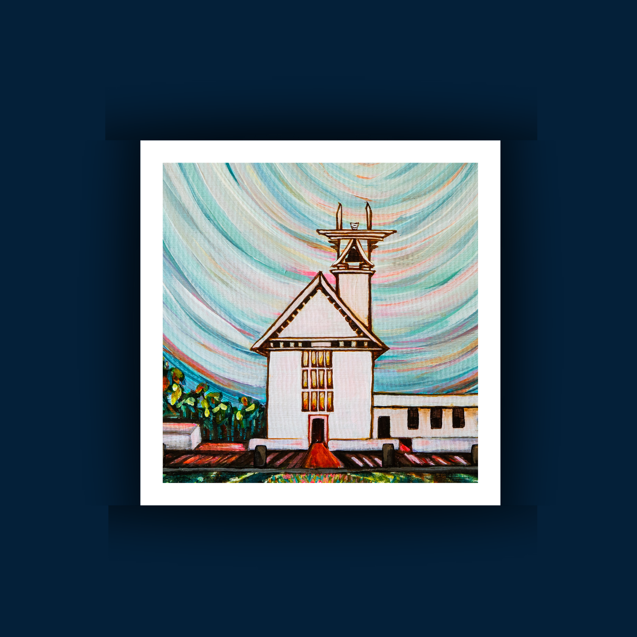 Seaside Chapel| Iconic 30A Architecture Art Print |Beach Chapel Painting |Destination Wedding Painting