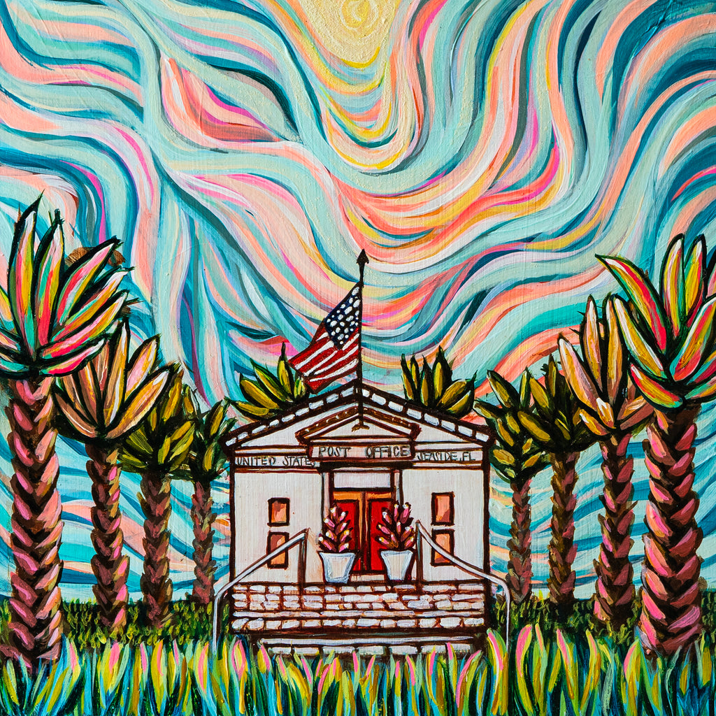 Seaside Post Office Painting | Iconic 30A Architecture Art Print |Beach Post Office | Florida Beach Art