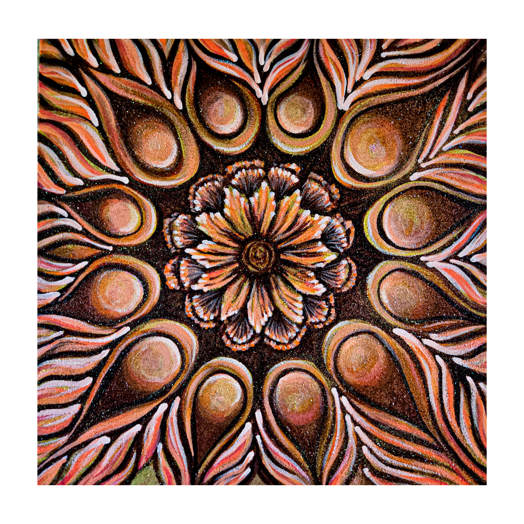 Soulfire| Original 20x20 Mixed media Mandala Floral Painting | Flower Power Art