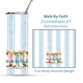 Walk By Faith Blue | Cowgirl Boots Faith-Based 20oz Christian Stainless Steel Tumbler – Inspirational Scripture Gifts