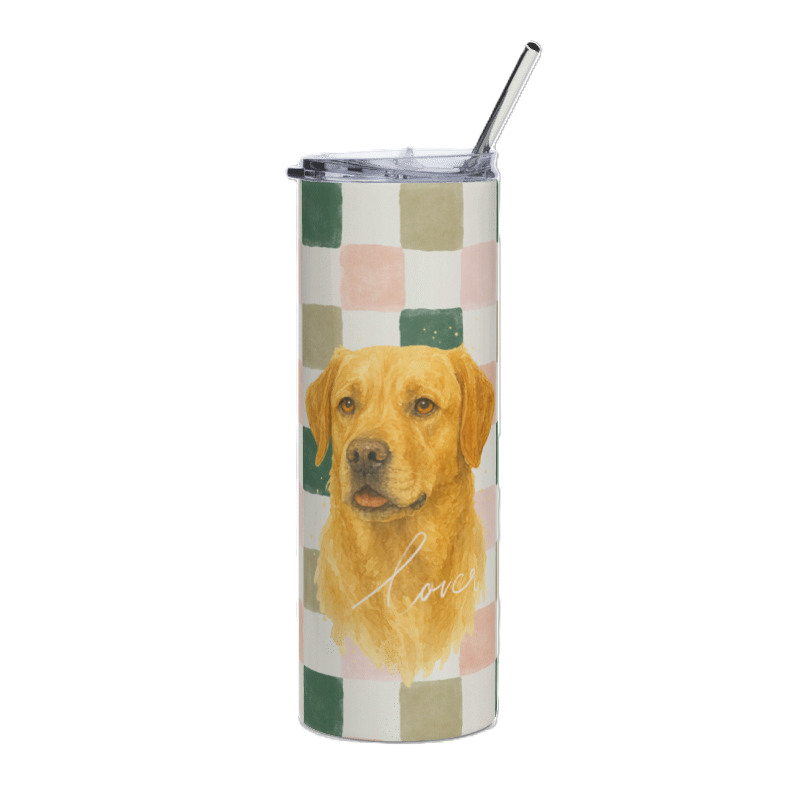 Yellow Labrador Retriever watercolor on a stainless steel mug