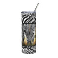 Wake Up & Slay| Zebra | Safari Wildlife Art | 20oz. Steel Tumbler with positive quote